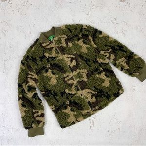 Dip Fleece Camo Jacket Little Boy’s Army Green Zip Up Size 4